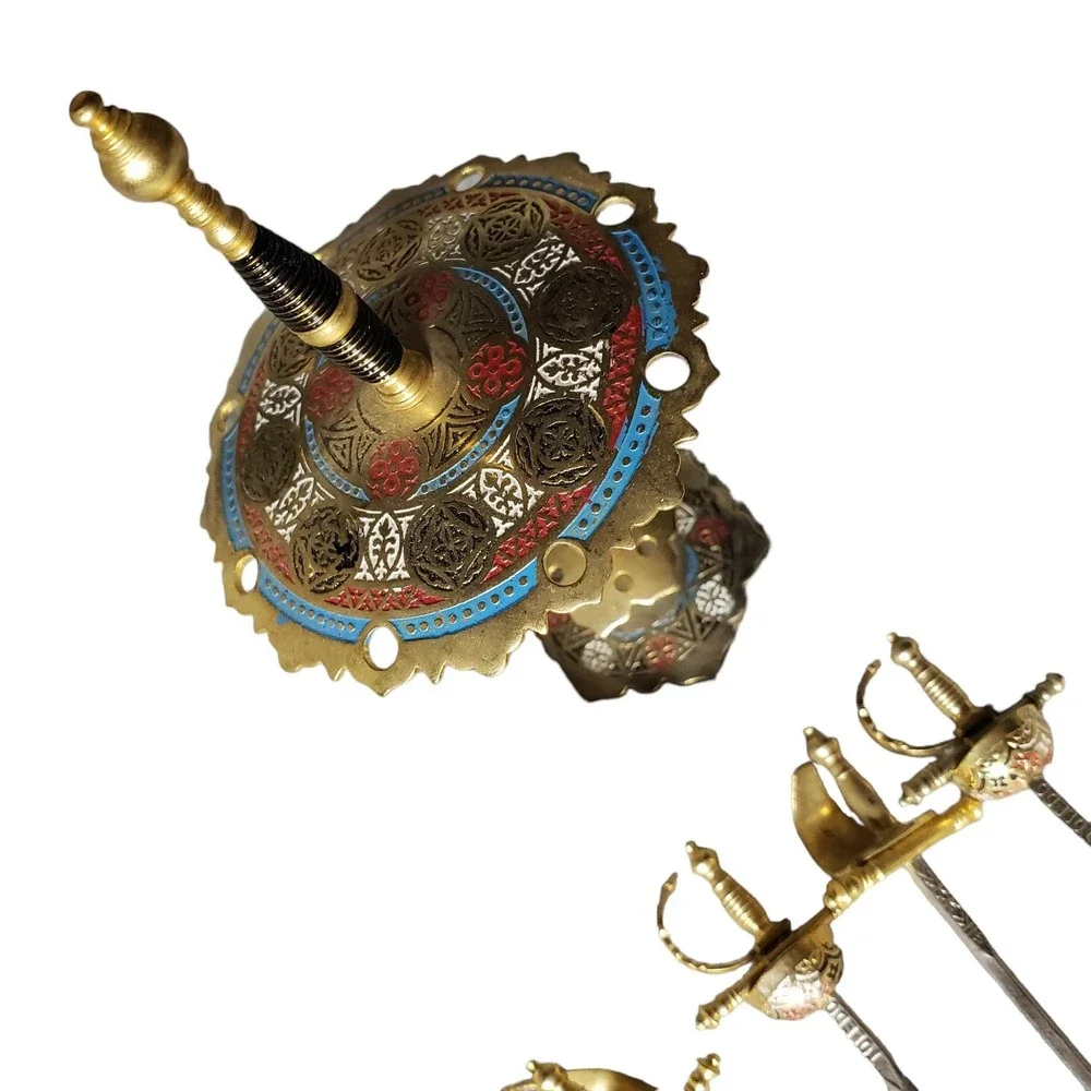 Vintage Brass 8 Sword Appetizer Hors D'oeuvre Pick Set